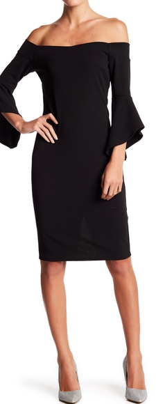 Bebe off the shoulder bell sleeve dress - Picture 1 of 4